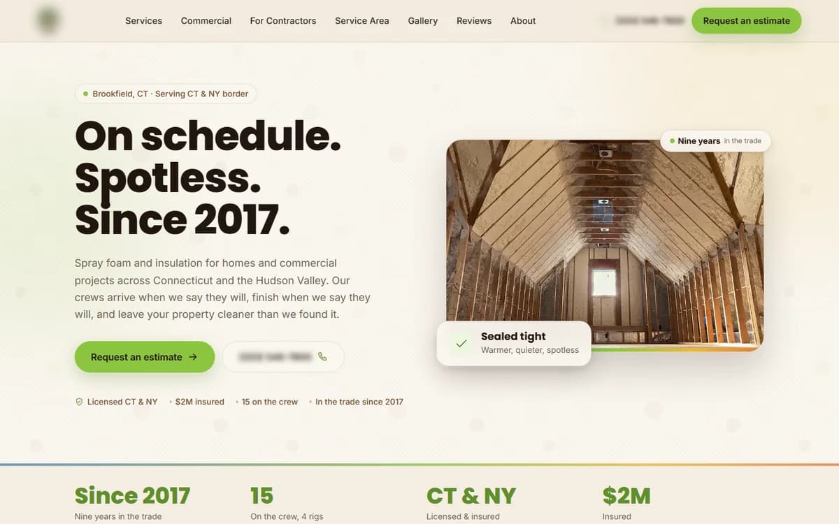 Insulation contractor website built in Fairfield County